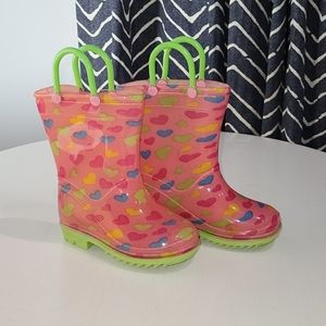 Multi-Hearts Patch Rain Boot - Girls